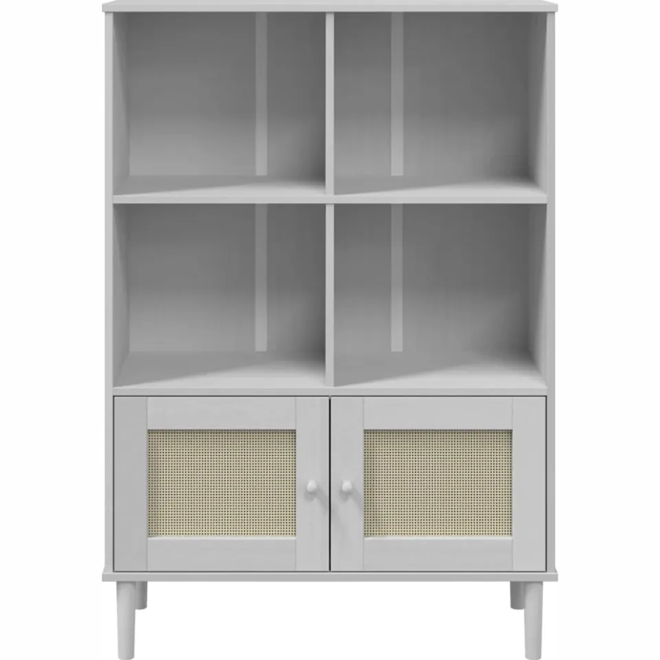 vidaXL Boekenkast SENJA rattan-look 90x35x130 cm grenenhout wit