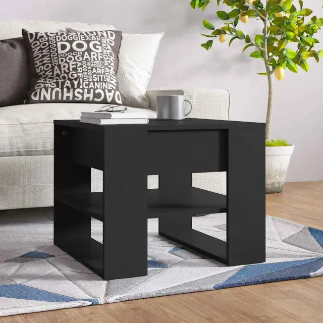 vidaXL Salontafel 55,5x55x45 cm bewerkt hout zwart, foto 2