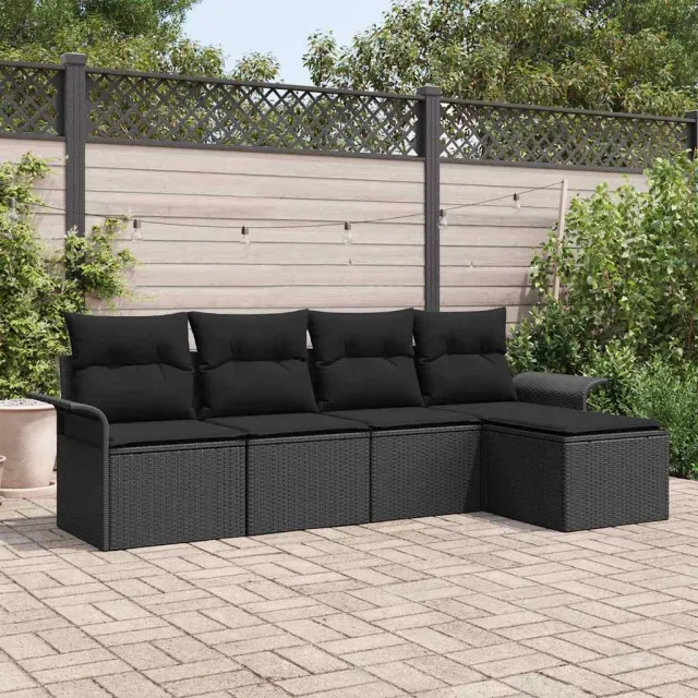 vidaXL Buitensofa 5 st Zwart poly rattan
