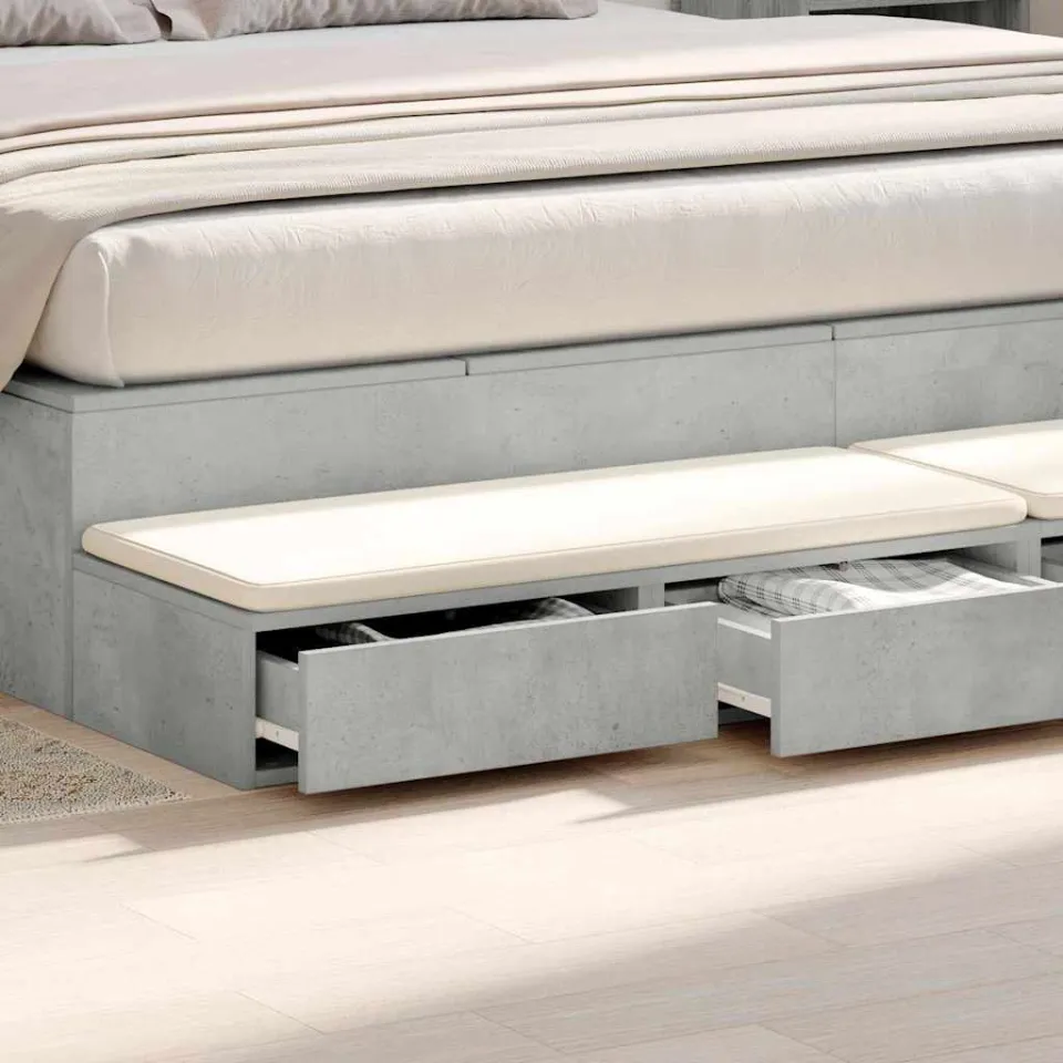 vidaXL Bedlades Beton Grijs 180 x 36,5 x 16,5 cm Bewerkt hout, foto 3