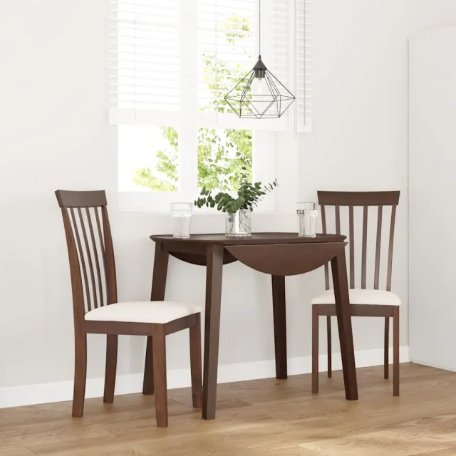 vidaXL Eetkamerstoelen met kussens 2 st massief hout rubber bruin, foto 2