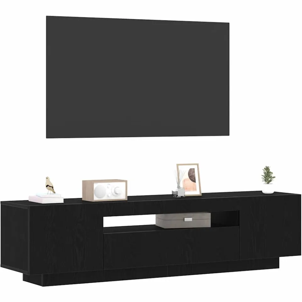 vidaXL TV-kast 160 x 35 x 40 cm Zwart Bewerkt hout