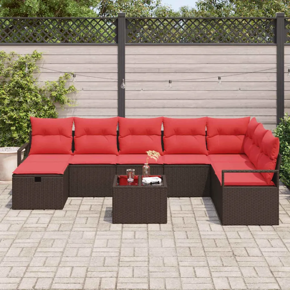 vidaXL Bankstel 5 st poly rattan bruin, foto 3