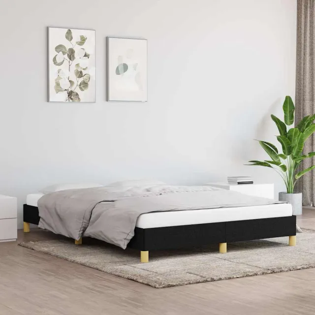 vidaXL Bedframe zonder matras stof zwart 140x200 cm