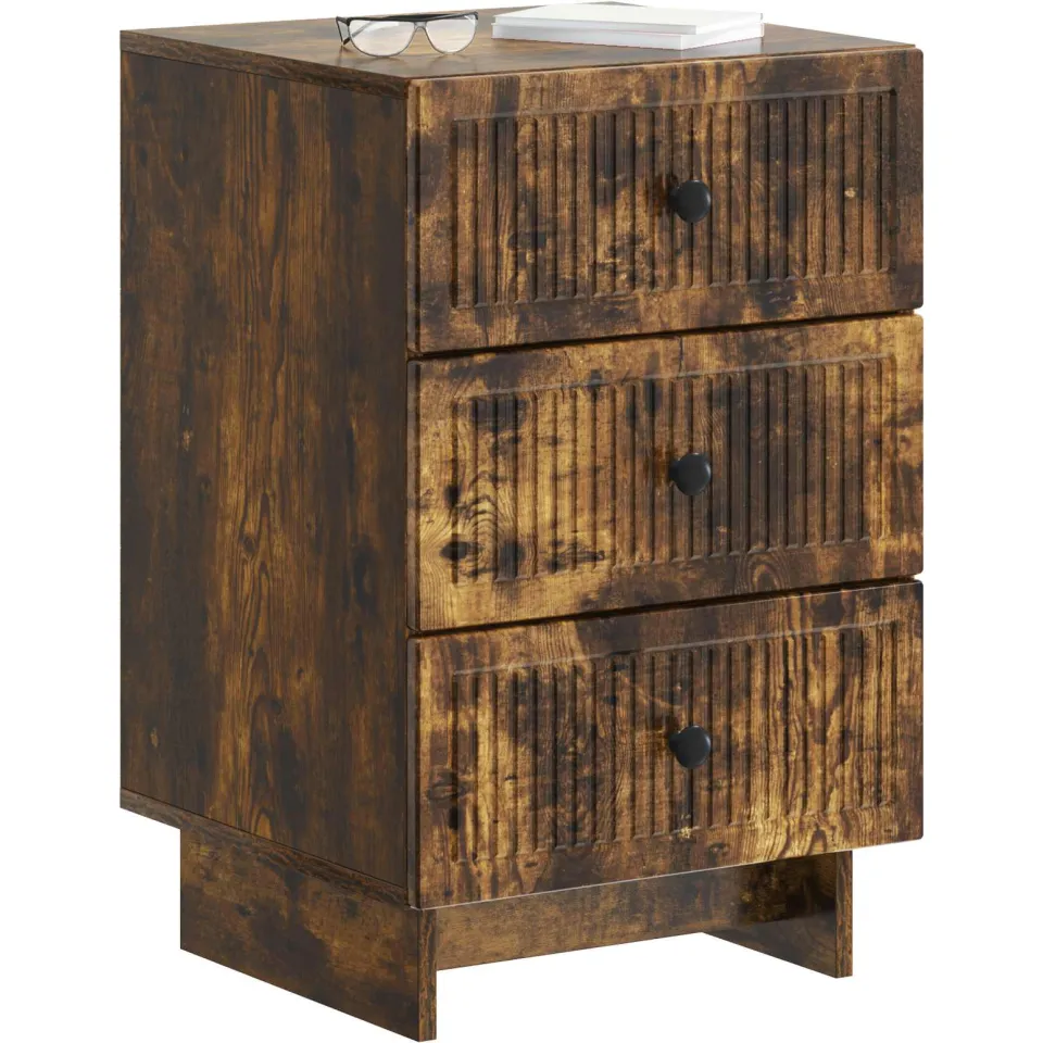 vidaXL Nachtkastje Gerookt eiken 43 x 41 x 66,5 cm Bewerkt hout, foto 3