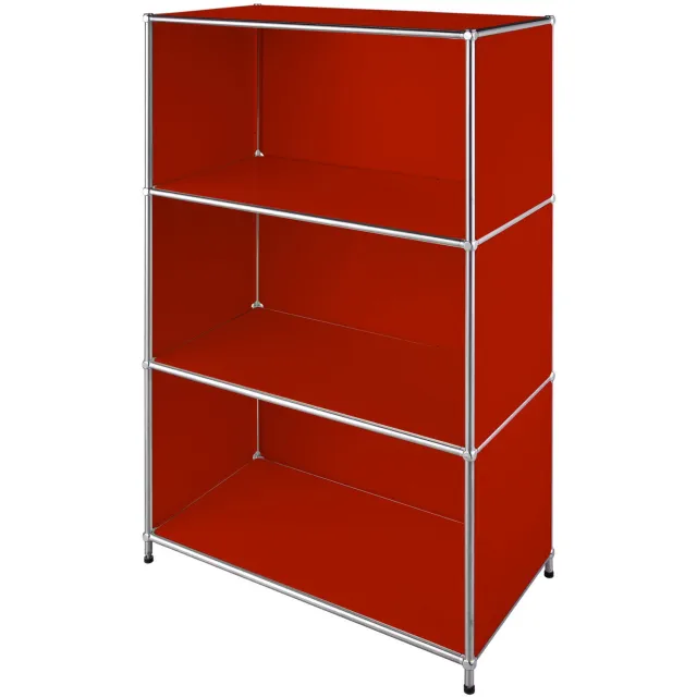 Floordirekt Concept Epure MK-101 – Metalen boekenkast met 4 planken en zijpanelen – Rood – 75 × 40 × 120 cm