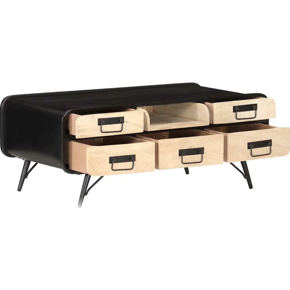 vidaXL Salontafel 100x50x40 cm massief mangohout zwart, foto 2