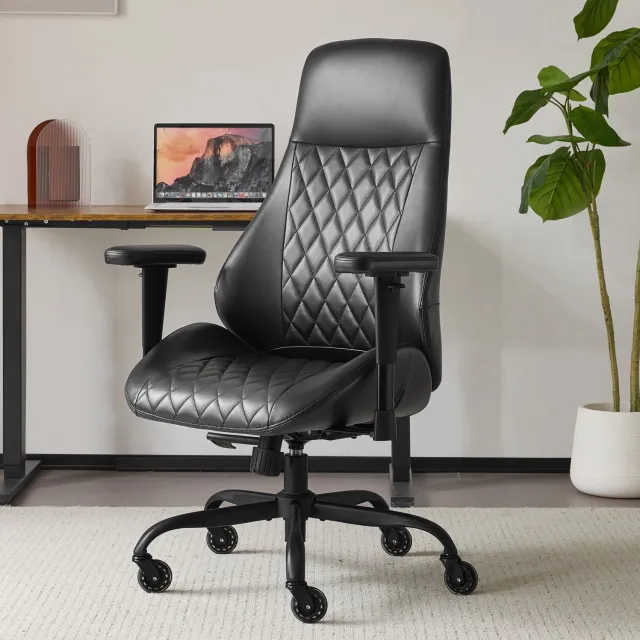 CHICFURN Bureaustoel - Verstelbaar - Hoge rugleuning - Zwart
