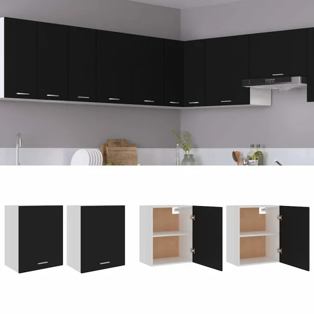 vidaXL Bovenkasten 2 st Lyon 50x31x60 cm bewerkt hout zwart
