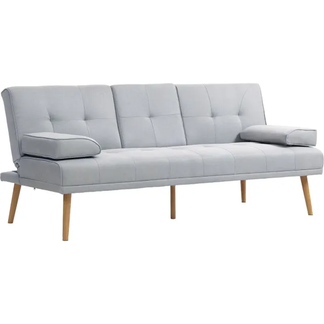 Homcom slaapbank - Stof - 181x77x78cm - Lichtgrijs