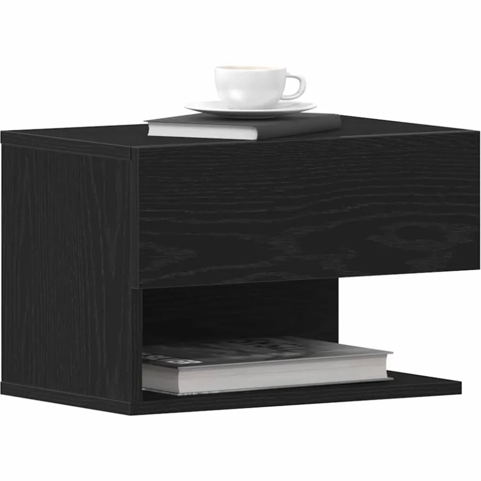 vidaXL Nachtkastje 2 st Zwart Eiken 46 x 30 x 30 cm Bewerkt hout