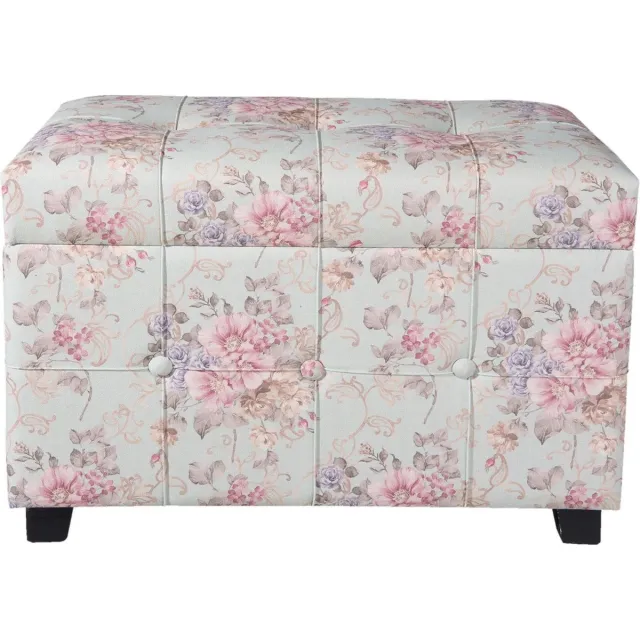 Clayre & Eef Poef 61x37x43 cm Roze Hout Bloemen