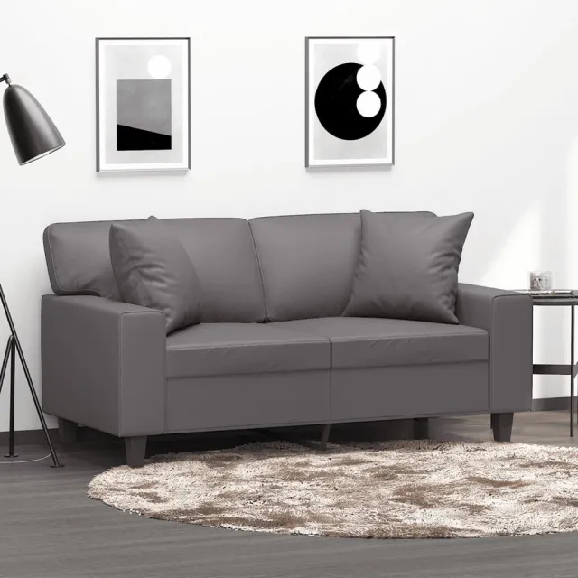 vidaXL Tweezitsbank met sierkussens 120 cm kunstleer grijs