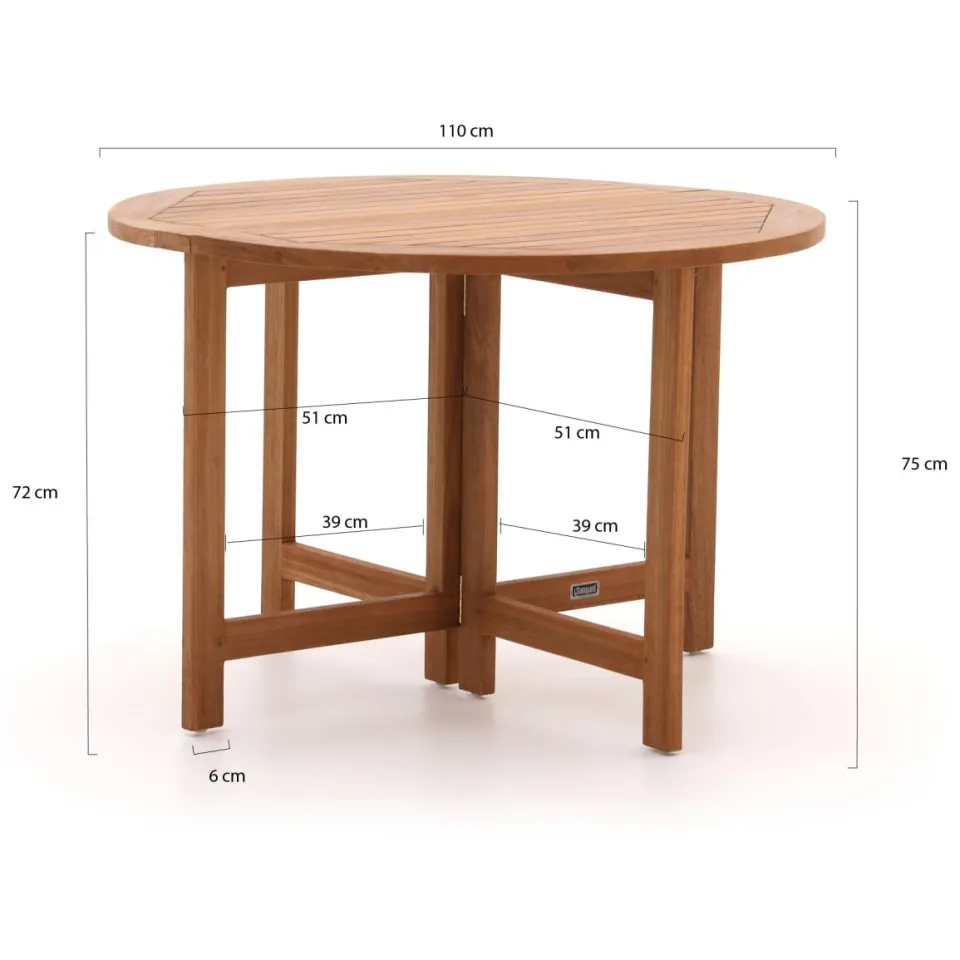 Bellagio tuinmeubelen Sunyard Butterfly klaptafel ø 110cm (h:75cm) bruin, foto 2