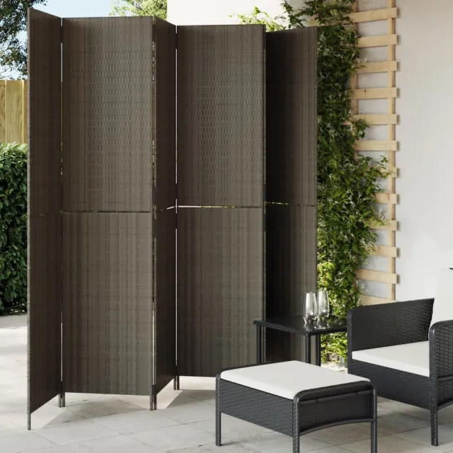 vidaXL Kamerscherm 6 panelen poly rattan grijs, foto 2
