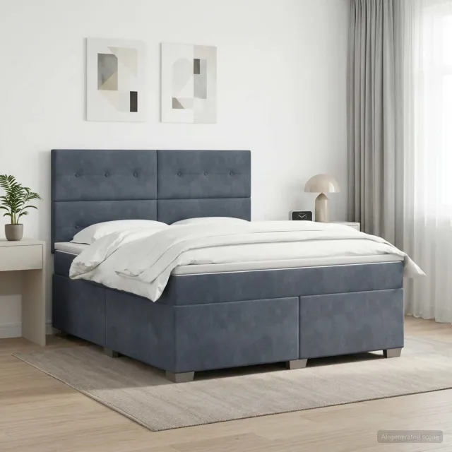 vidaXL Boxspringbed met matras Donkergrijs 180 x 200 cm Fluweel