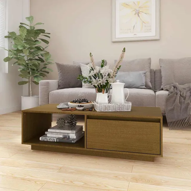 vidaXL Salontafel 110x50x33,5 cm massief grenenhout honingbruin bruin, foto 2