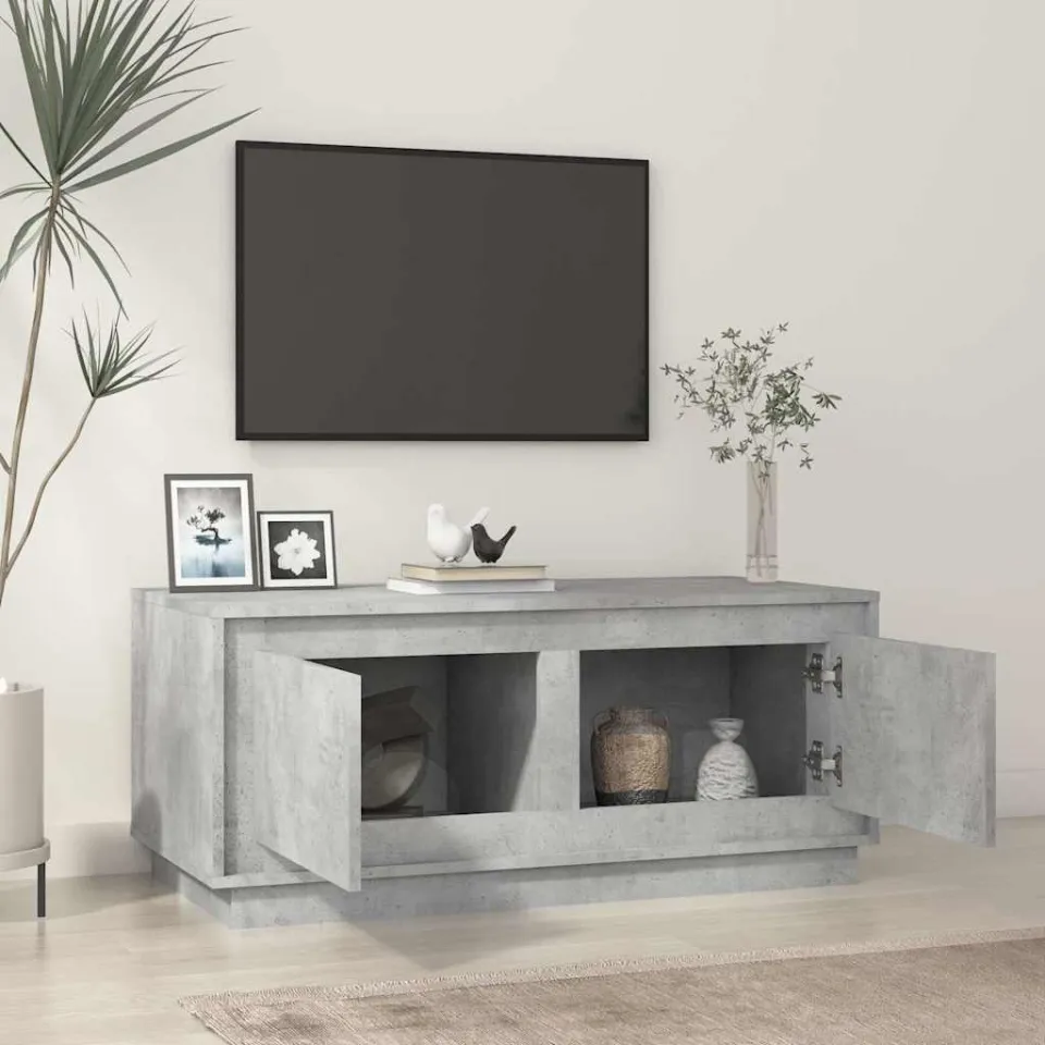 vidaXL Salontafel 102x50x44 cm bewerkt hout betongrijs grijs, foto 3