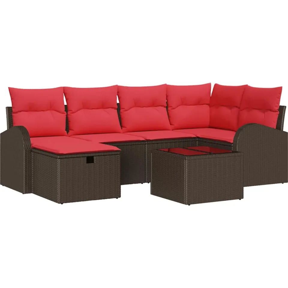 vidaXL Tuin Sofa Set 7 st Bruin poly rattan