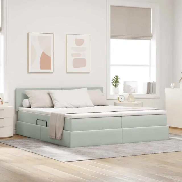 vidaXL Opslag bed 2 st Lichtgrijs 200 x 200 cm Velvet