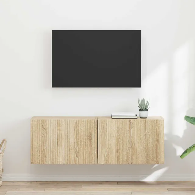 vidaXL TV-wandkast 2 st Sonoma Eiken Bewerkt hout