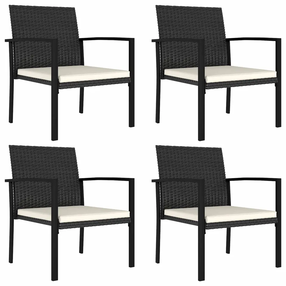 vidaXL Tuin eettafelset 5 st Zwart poly rattan, foto 4