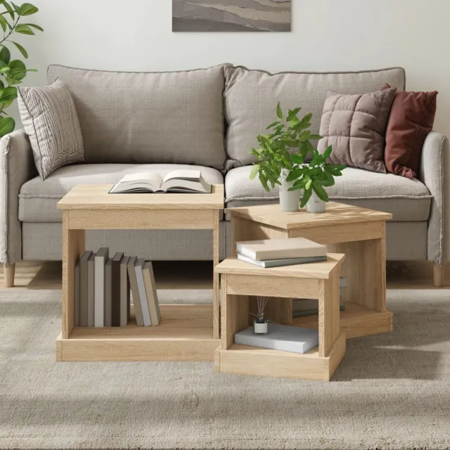 vidaXL 3-delige Salontafelset bewerkt hout sonoma eikenkleurig, foto 2