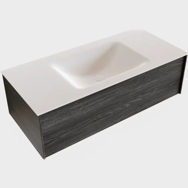 Boss & Wessing Badkamermeubel BWS Madrid Antraciet 100x45x30 cm Mat Witte Solid Surface Wastafel (0 kraangaten)