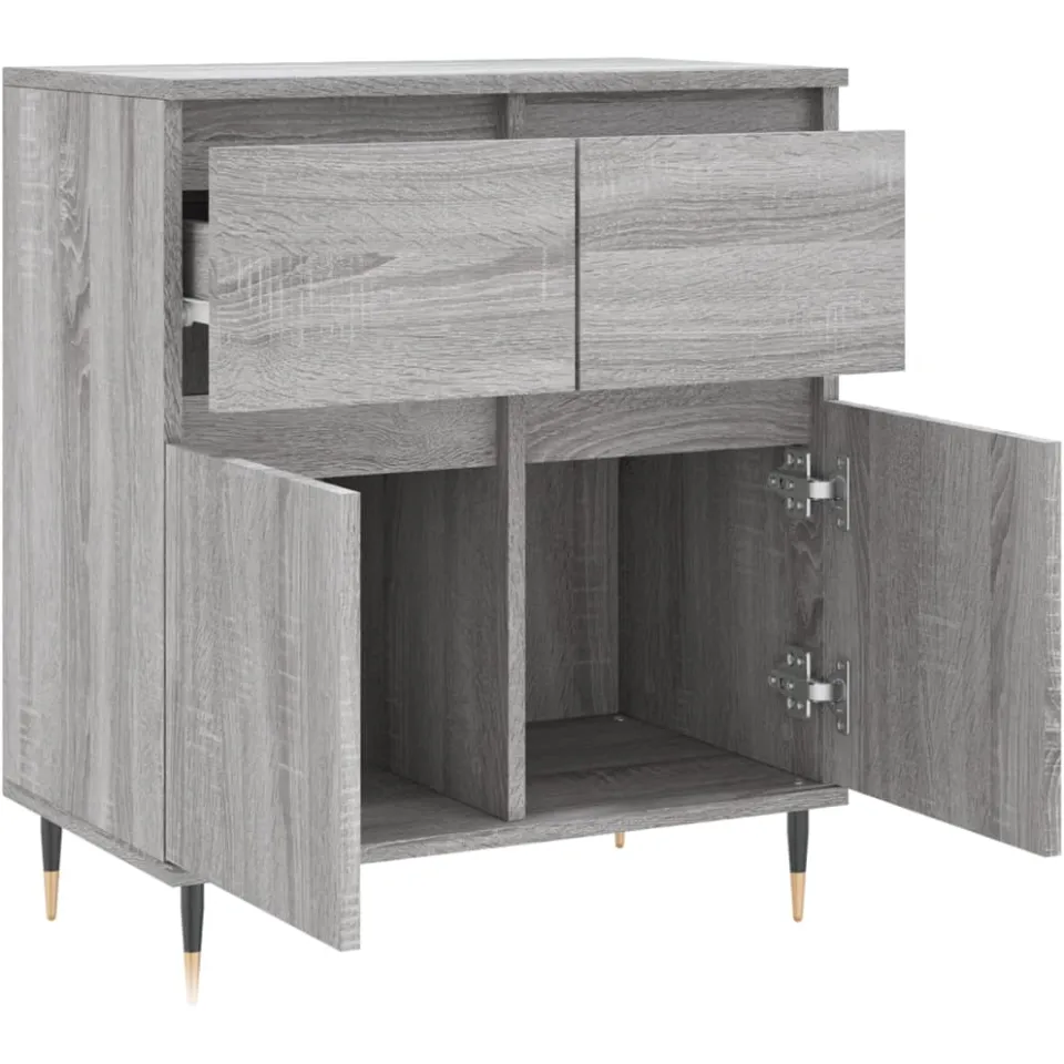 vidaXL Dressoir 60x35x70 cm bewerkt hout grijs sonoma eikenkleurig, foto 4