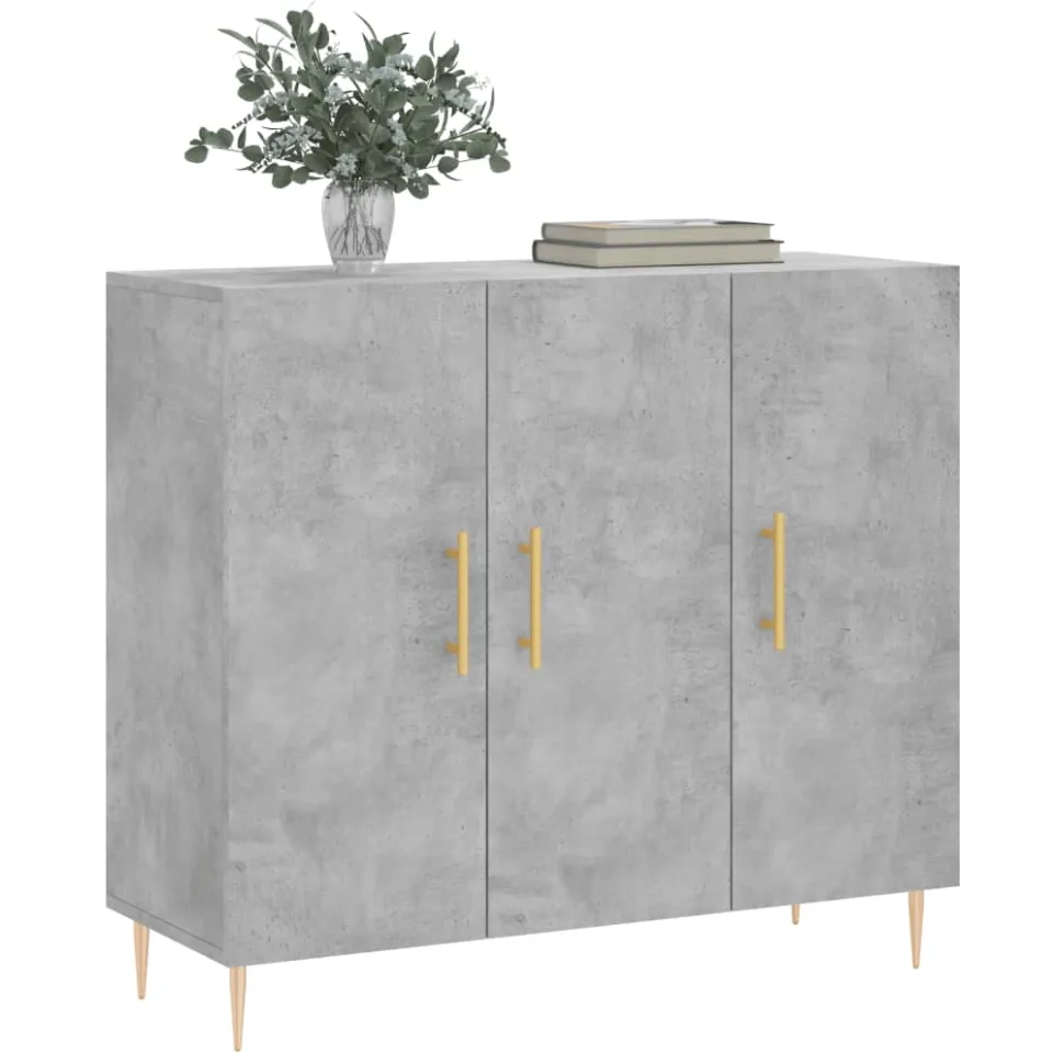 vidaXL Dressoir 90x34x80 cm bewerkt hout betongrijs grijs
