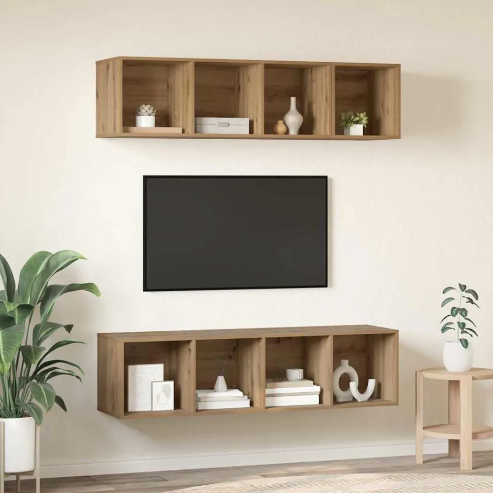 vidaXL Tv-meubelset 3 st Artisan Eiken Bewerkt hout, foto 4