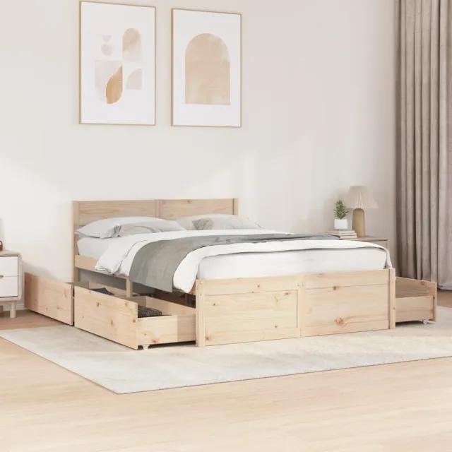 vidaXL Bedframe zonder matras massief grenenhout 120x200 cm Bruin