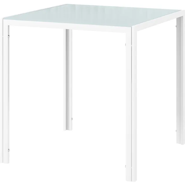 ZYLARO Eettafel Voor 4 Personen - Vierkante Tafel - Blad Van Gehard Glas - Voor Keuken En Eetkamer - 75 x 75 x 75 cm - Wit