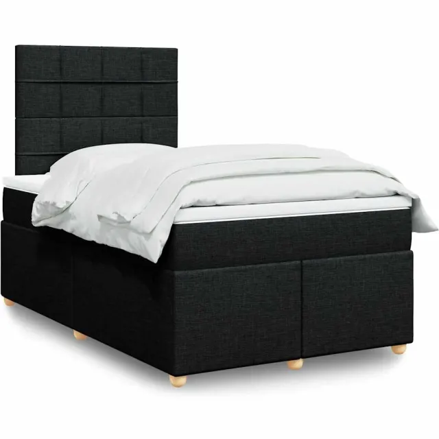vidaXL Boxspring met matras stof zwart 120x190 cm
