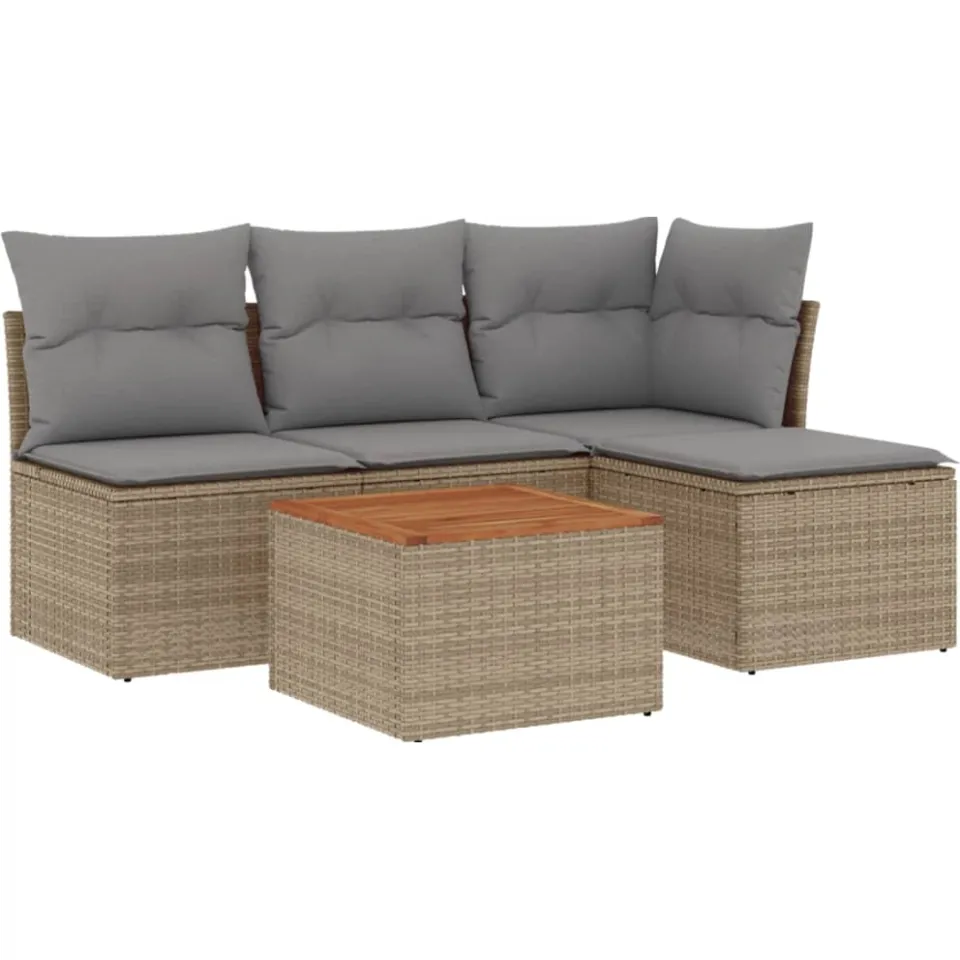 vidaXL Patio Sofa Set 4-zits Mix Beige en Lichtgrijs