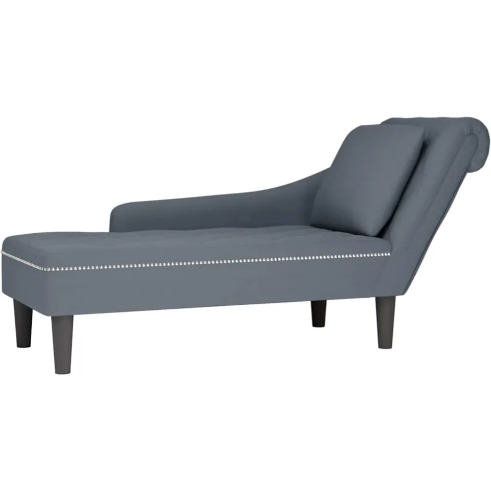 vidaXL Chaise longue met kussen&rechterarmleuning fluweel donkergrijs