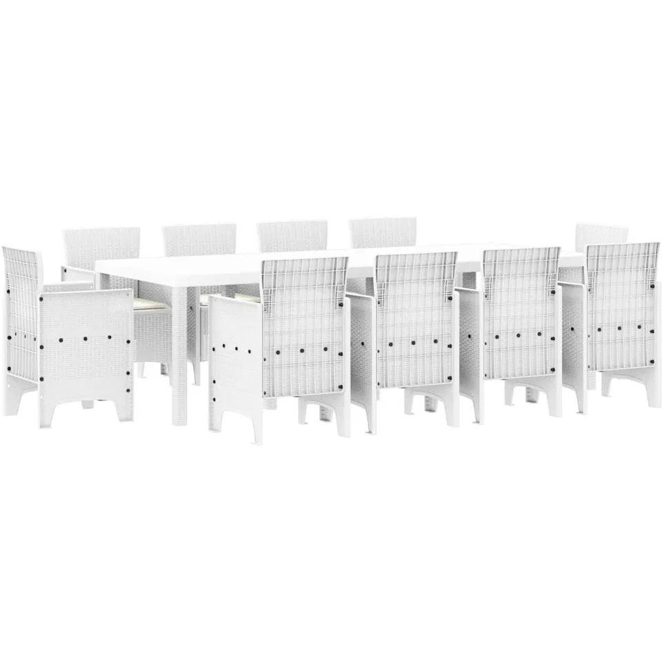 vidaXL Tuin Eetset 11 st Wit Polypropyleen