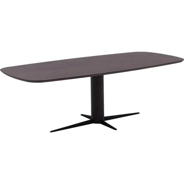 Goossens Eettafel Levi - 180 x 76 x 110 - eiken - bruin - semi ovaal - 4 personen eiken soft touch lak vintage coal
