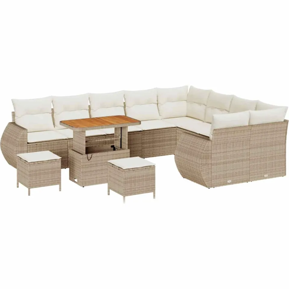 vidaXL Tuinbankenset 12 st Beige poly rattan