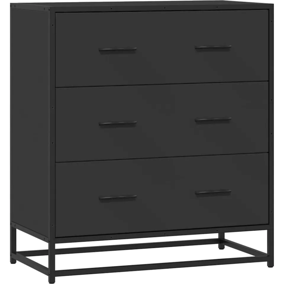 vidaXL Dressoir 68x35x76 cm bewerkt hout en metaal zwart, foto 3