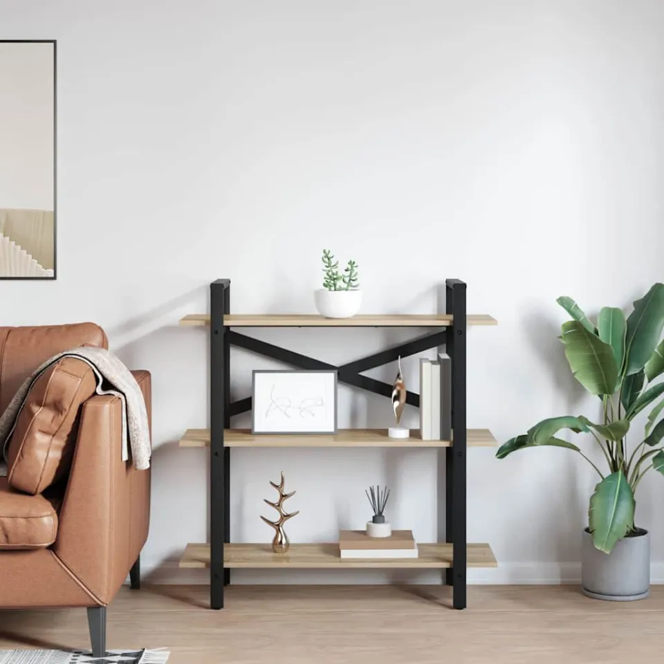 vidaXL Boekenkast 3-laags 100 x 33,5 x 102 cm Bewerkt hout bruin, foto 4