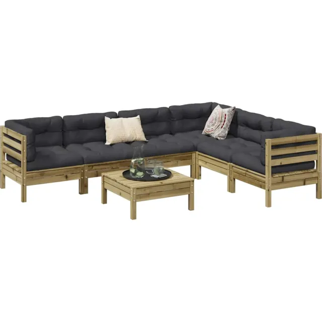 vidaXL 7-delige Loungeset met kussens geïmpregneerd grenenhout Bruin