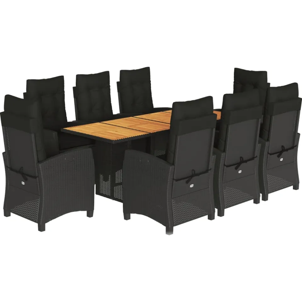vidaXL 9-delige Tuinset poly rattan zwart, foto 3