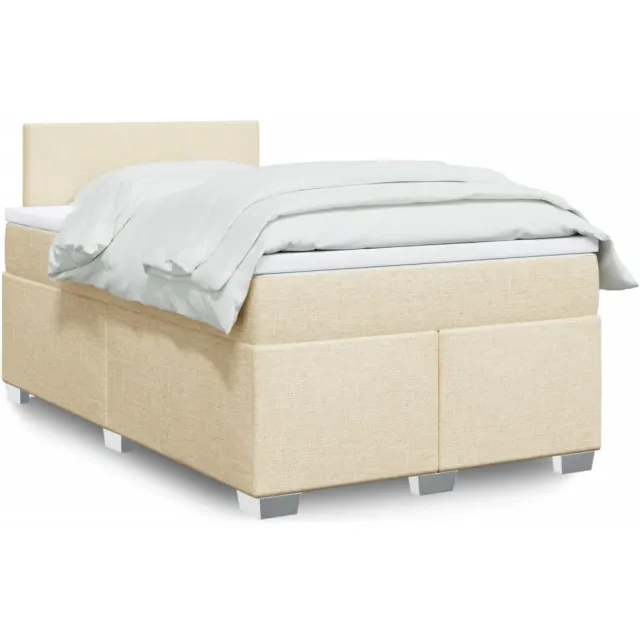 vidaXL Boxspring met matras stof crèmekleurig 120x200 cm