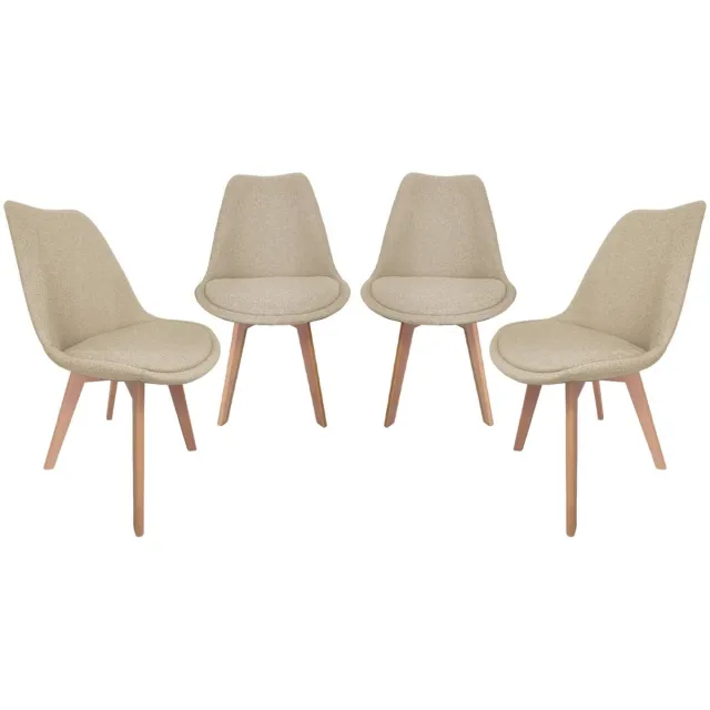 sweeek Set van 4 stoffen scandinavische stoelen, poten van beukenhout - nils Taupe