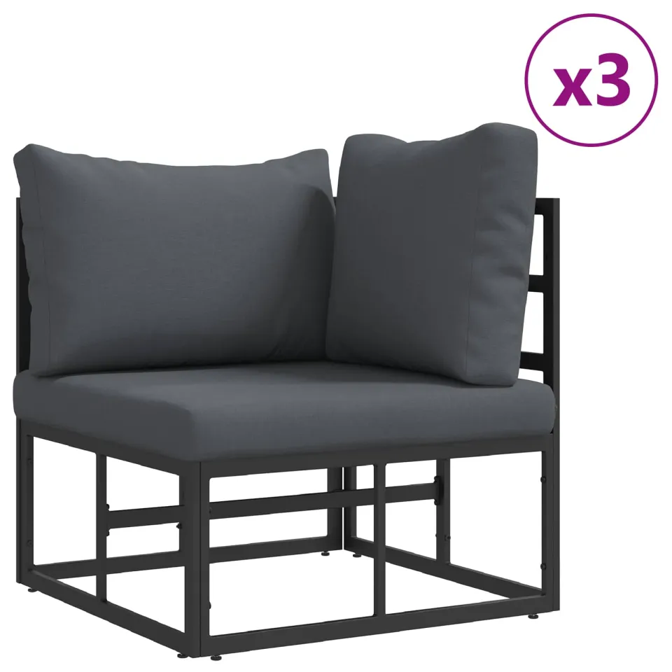 vidaXL Tuinbankenset 12 st Zwart Aluminium, foto 3