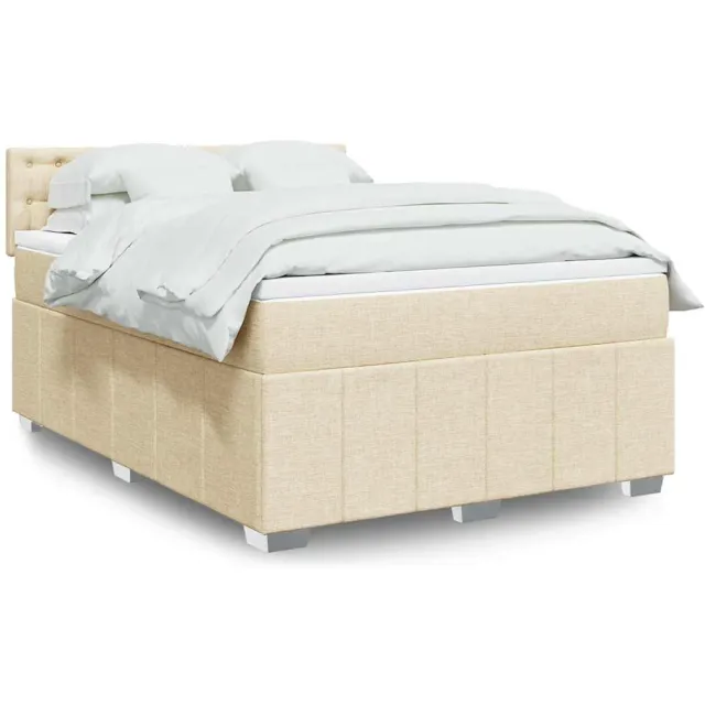 vidaXL Boxspring met matras stof crèmekleurig 140x190 cm