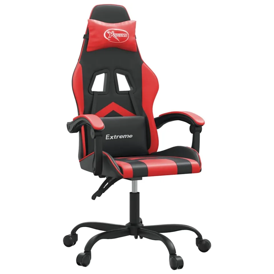 vidaXL Gamestoel draaibaar kunstleer zwart en rood, foto 3