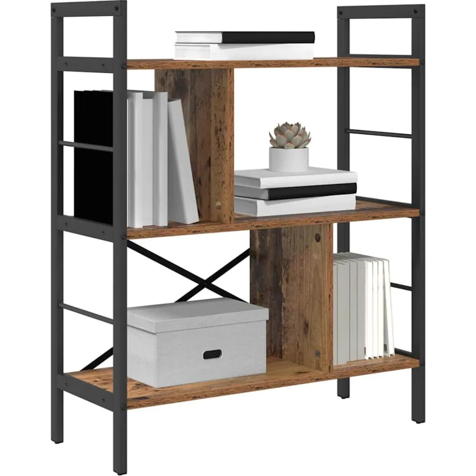 vidaXL Boekenkast 5-laags 75 x 30 x 91 cm Bewerkt hout Oud Hout Bruin