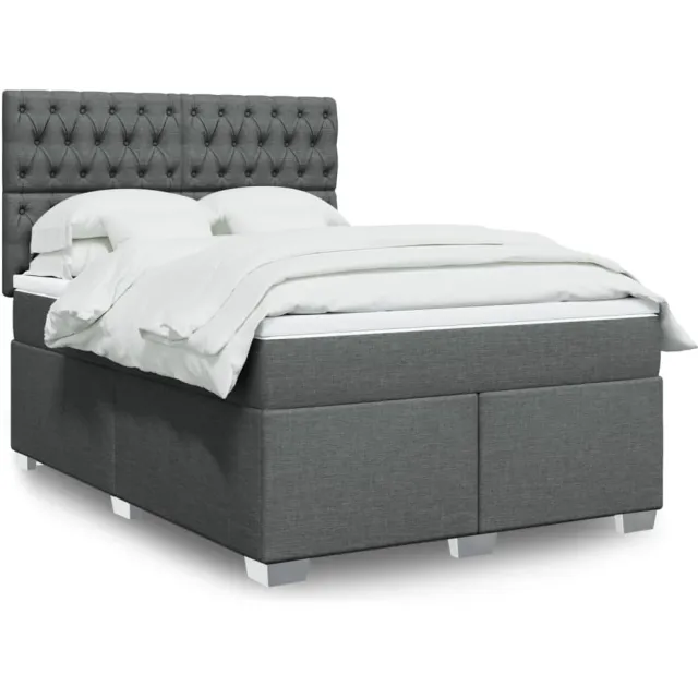 vidaXL Boxspring met matras stof donkergrijs 140x190 cm grijs